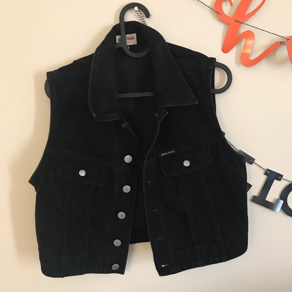 Guess Jackets & Blazers - Black Denim Jean Vest